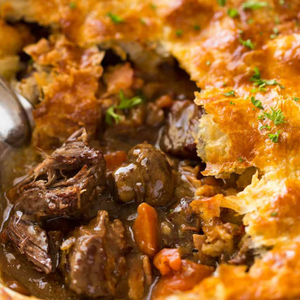 Steak and mushroom pan pie 